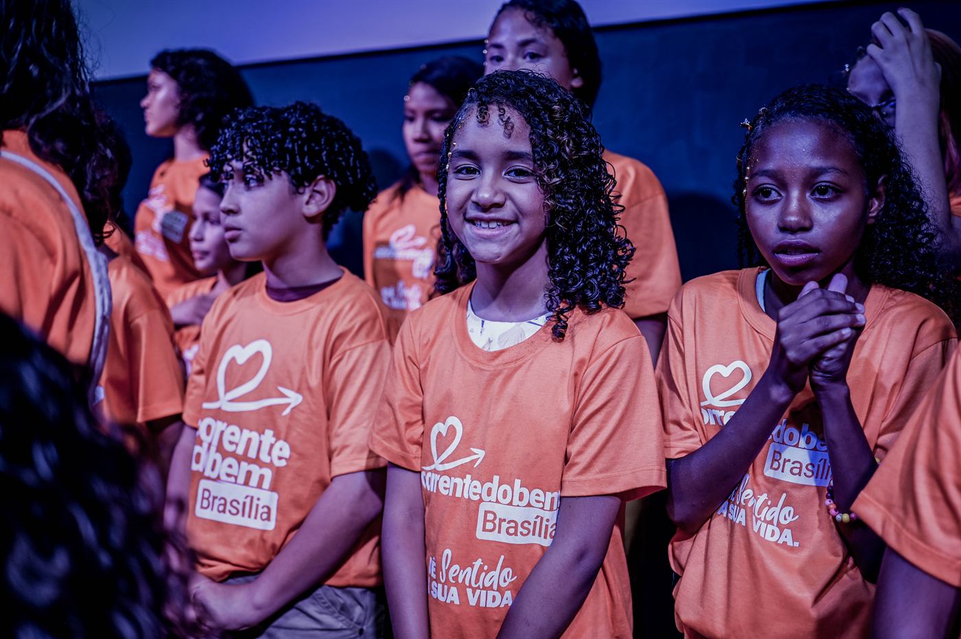 Crianças sorrindo durante a Cantata